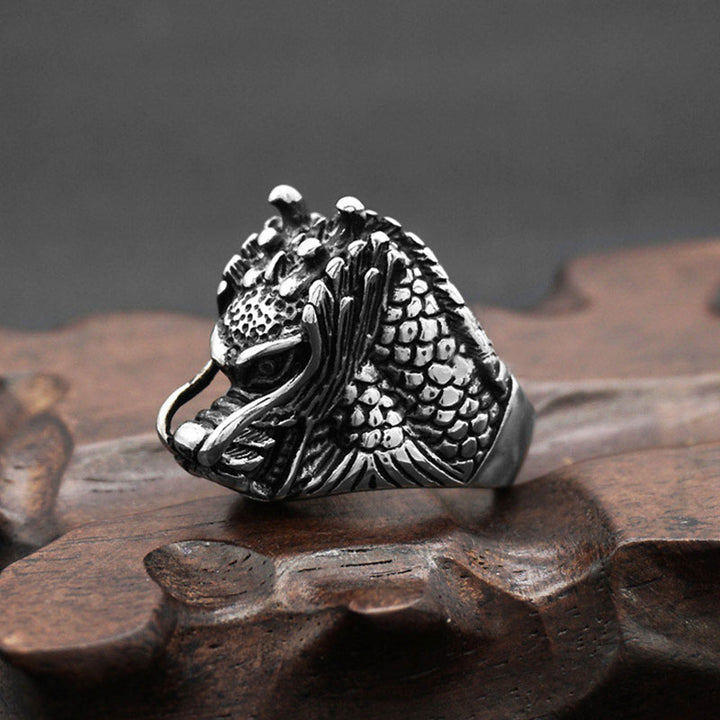Anillo de acero de titanio Dragon Balance
