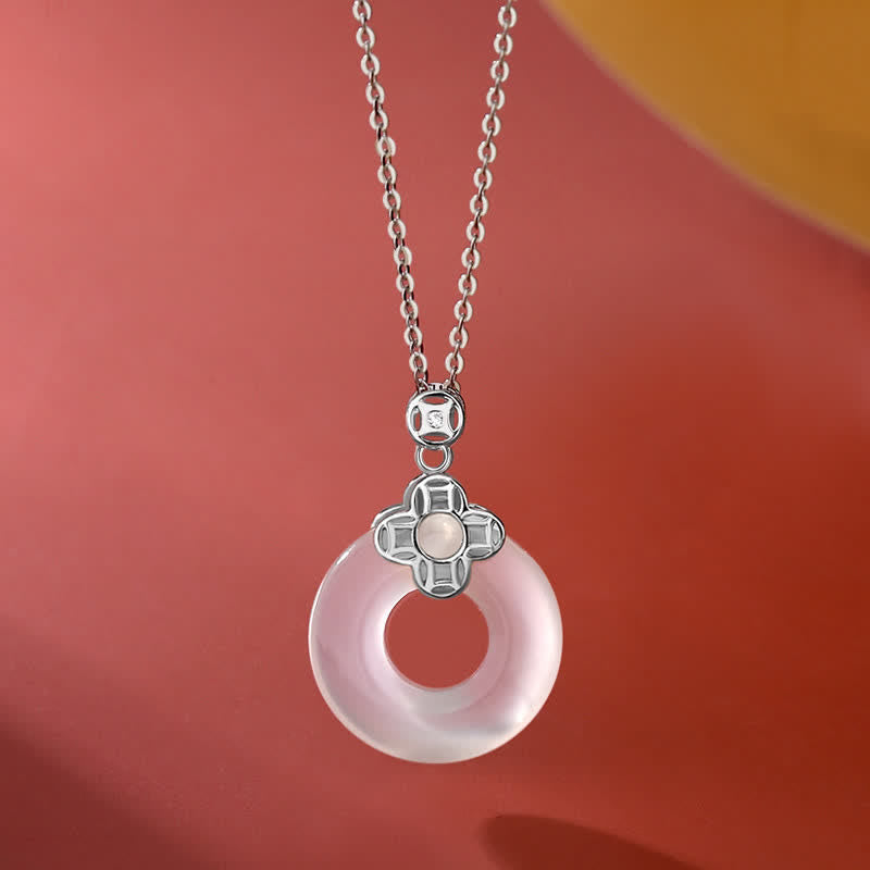 Colgante positivo del collar de la hebilla de la paz de la moneda de la calcedonia de la plata esterlina 925