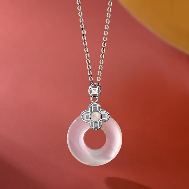 Colgante positivo del collar de la hebilla de la paz de la moneda de la calcedonia de la plata esterlina 925