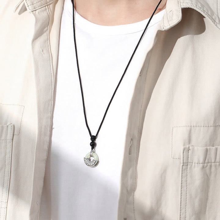 Colgante de collar de prosperidad con hebilla de paz de jade hetiano natural de plata de ley 925 con Buddha Stones - image 5