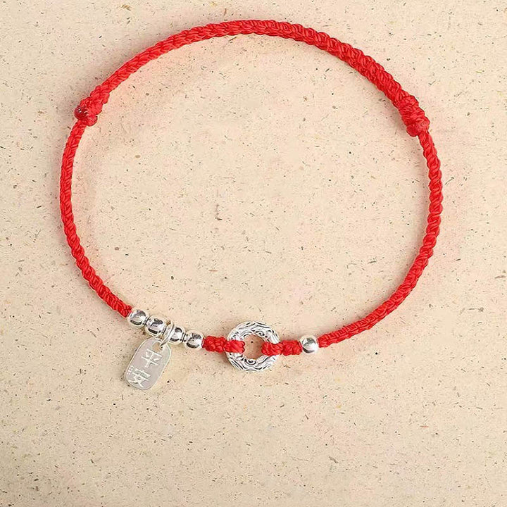 Tobillera con pulsera de sonido y seguridad con hebilla de paz y nubes propicias de Plata de Ley 925 con Buddha Stones