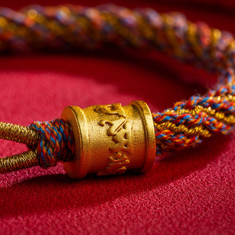 Pulsera trenzada con dije auspicioso de Om Mani Padme Hum tibetano multicolor hecho a mano con Buddha Stones