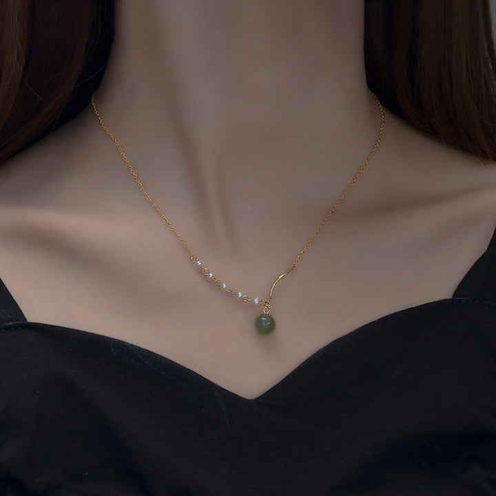 Piedras de BudaColgante de collar de cuentas de suerte de perlas de jade natural de Hetian - image 5