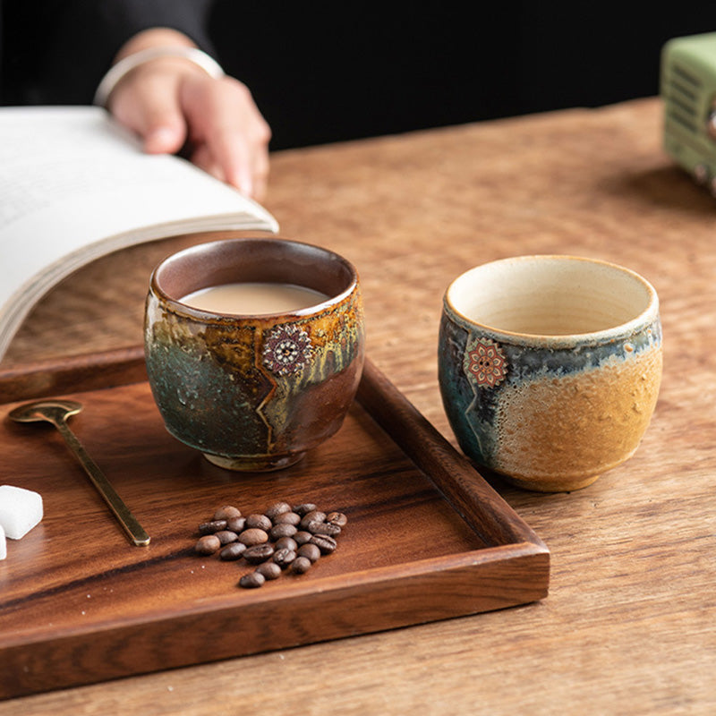 Taza de café de cerámica con cambio de horno de girasol de Buddha Stones , taza de café expreso con leche y té, 250ml