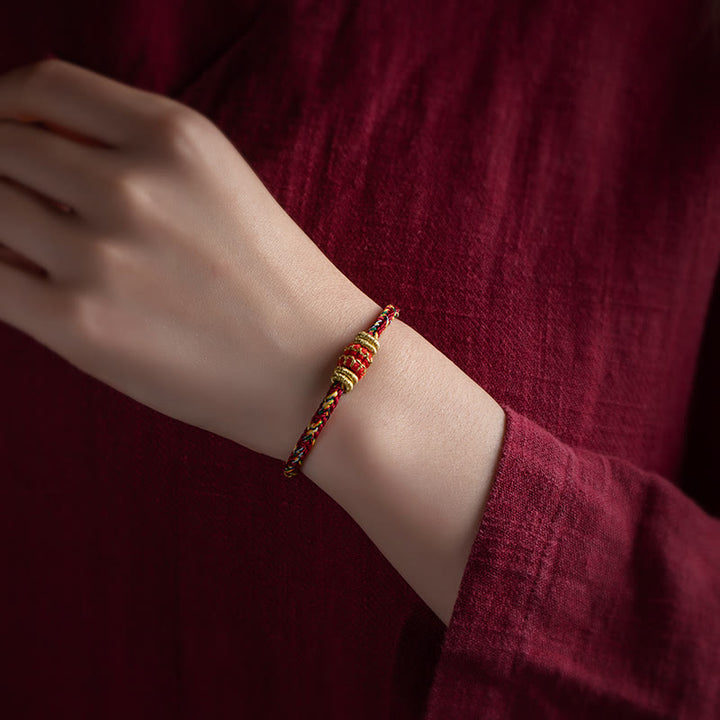 Pulsera de cuerda trenzada de fuerza de la suerte del Buda Natal del zodíaco chino hecha a mano del Tíbet con Buddha Stones