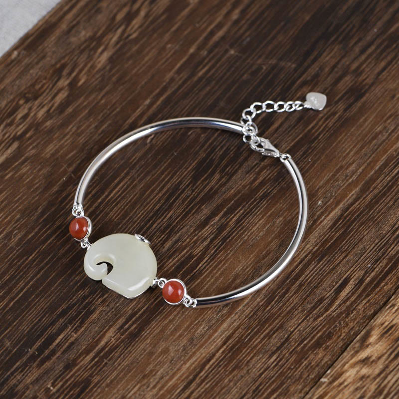 Buddha Stones de plata de ley 925, elefante, jade hetiano, collar de abundancia, colgante, pulsera, anillo, pendientes