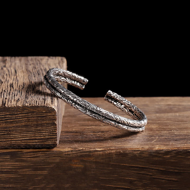 Brazalete de pulsera de equilibrio grabado con patrón de dragón de flores