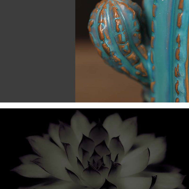 Quemador de incienso de fuente de humo de reflujo curativo de cerámica de Cactus - image 5