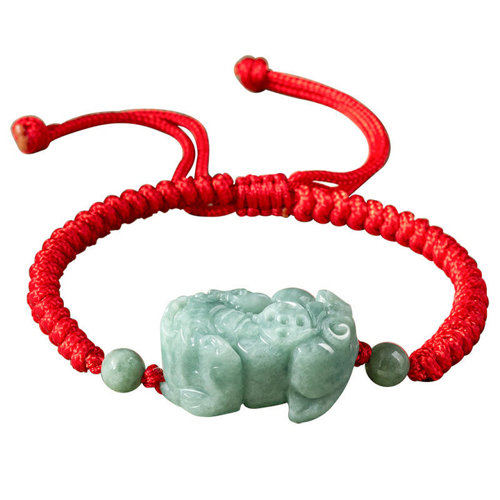 Pulsera de cuerda trenzada con nudo King Kong, protección PiXiu de Jade Natural hecha a mano con Buddha Stones