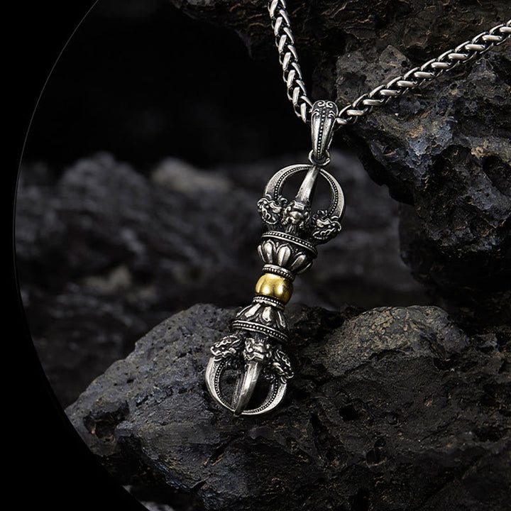 Colgante de collar de riqueza con diseño tibetano Dorje Vajra de Buddha Stones - image 1