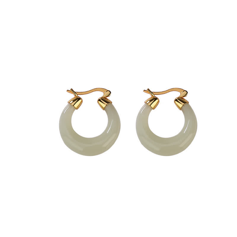 Pendientes colgantes de suerte de prosperidad de jade cian redondo de Buddha Stones - image 6