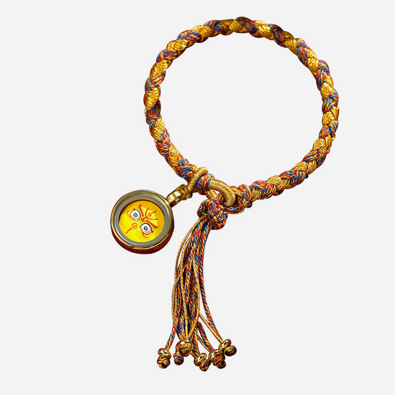 Pulsera trenzada de la suerte con cuerda a escala de dragón, cinco dioses tibetanos hechos a mano con Buddha Stones