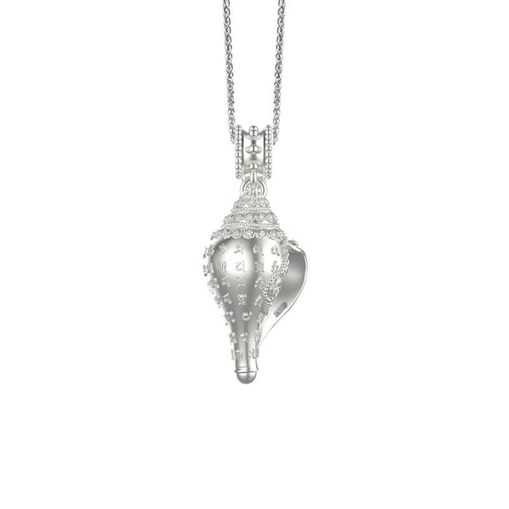 Colgante de plata de ley 999 con concha de caracola Shankha y concha de mar