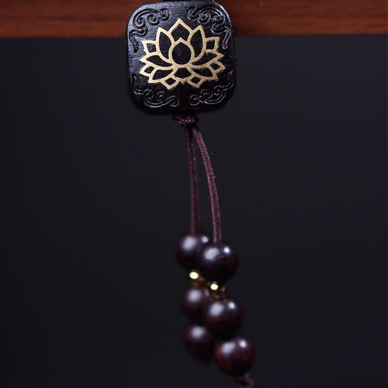 Buddha Stones 108 cuentas Mala tibetanas hoja pequeña sándalo rojo pulsera de equilibrio de loto