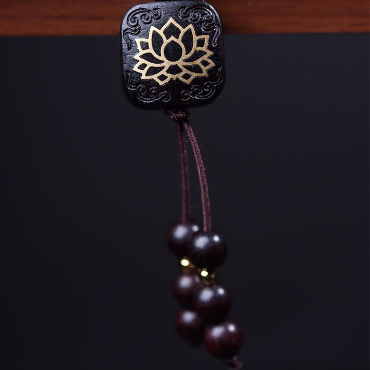 Buddha Stones 108 cuentas Mala tibetanas hoja pequeña sándalo rojo pulsera de equilibrio de loto