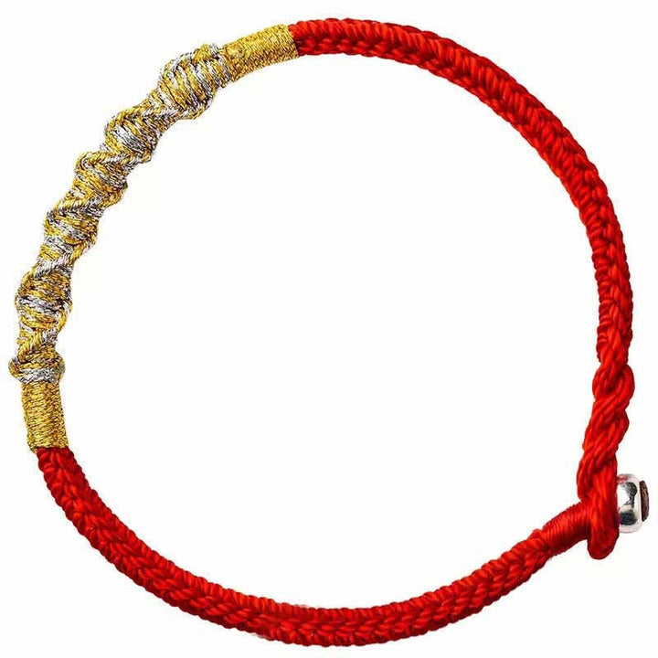 Pulsera trenzada de protección con hilo rojo de la fuerza de la suerte de plata de ley 925 con Buddha Stones