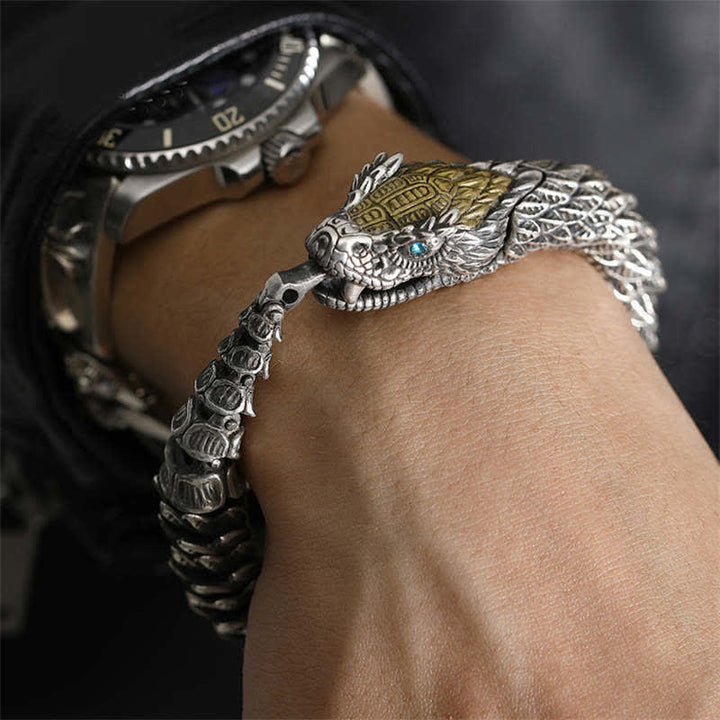 Pulsera de cadena de protección con amuleto hecho a mano de serpiente de dragón de Buddha Stones
