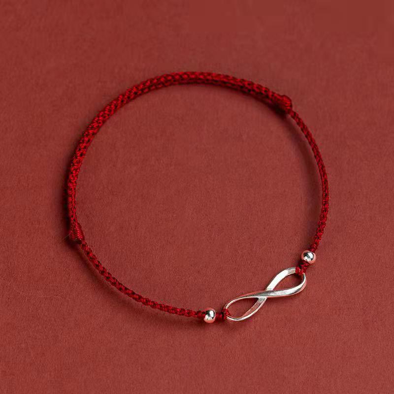 Pulsera tobillera de hilo rojo de la suerte con protección de nudo infinito de plata de ley 925 con Buddha Stones - Rojo oscuro - Pulsera (circunferencia de muñeca 15-20 cm) - image 13