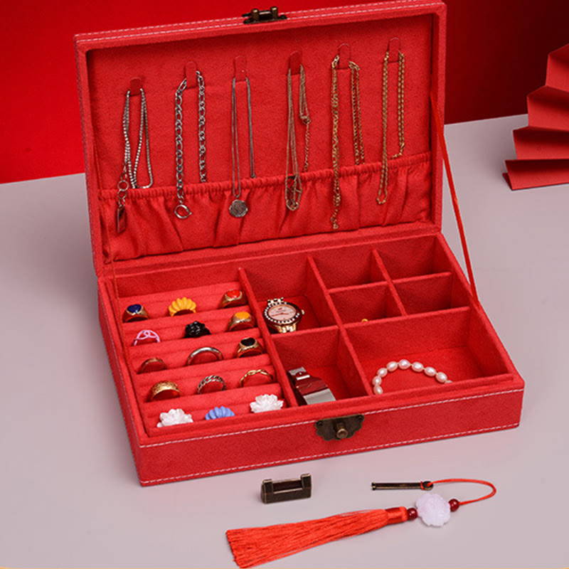 Caja organizadora de joyería de diseño Simple con Buddha Stones, caja de almacenamiento de joyería de franela de una sola capa con cerradura - image 26