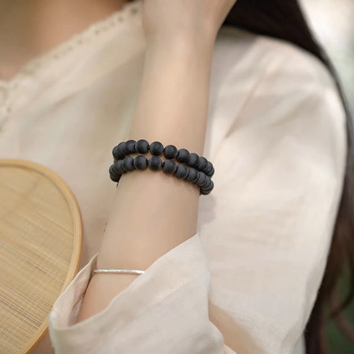 Pulsera curativa de loto Bodhi de ciprés tibetano de doble capa con Buddha Stones