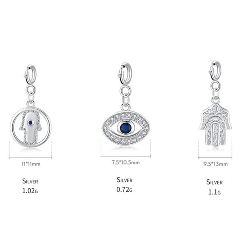Colgante de plata de ley 925 con símbolo de Hamsa de mal de ojo, cadena de suerte y prosperidad - image 11