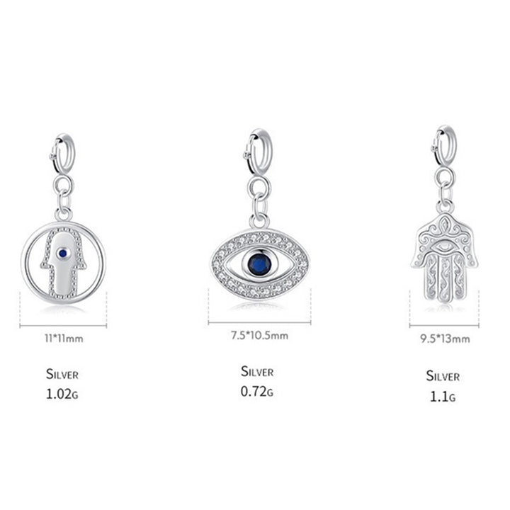 Colgante de plata de ley 925 con símbolo de Hamsa de mal de ojo, cadena de suerte y prosperidad - image 11