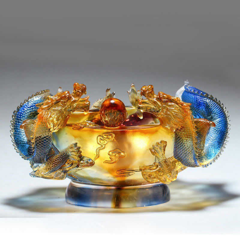 Buddha Stones Feng Shui dragón del zodiaco chino hecho a mano Liuli pieza de arte con cristal protección decoración de la Oficina del hogar - image 0