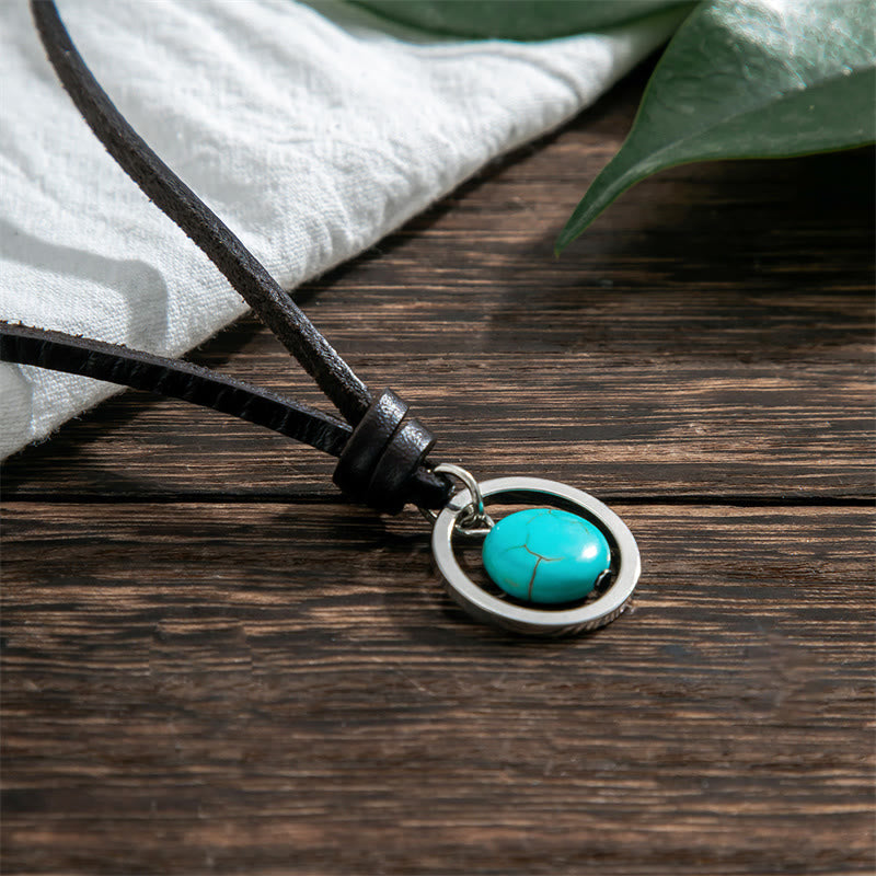 Colgante de collar de fuerza de protección de piedra turquesa redonda de Buddha Stones - Turquesa (Purificación♥Protección) - image 0