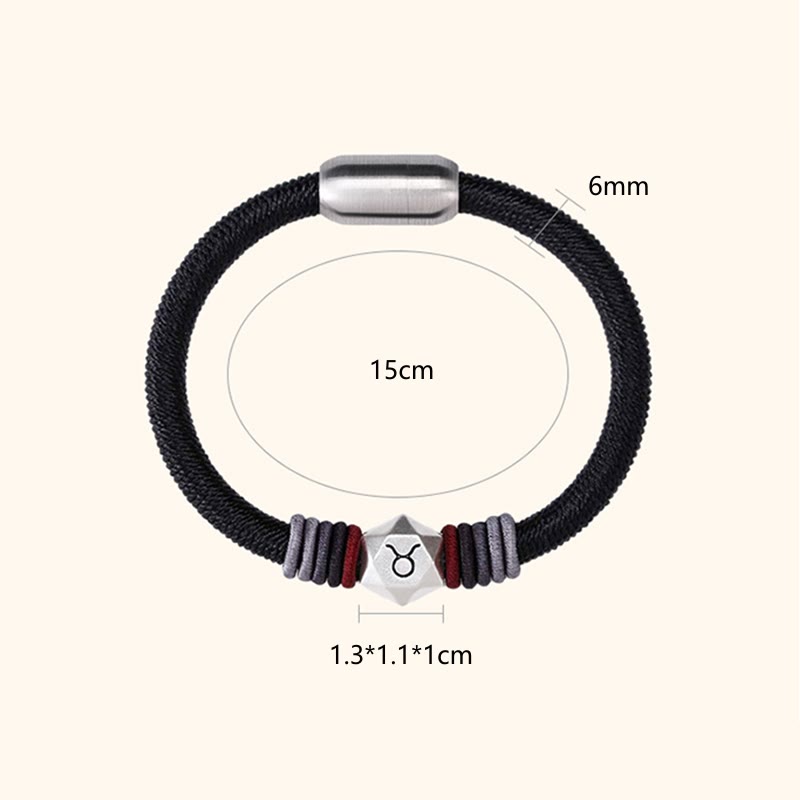 Pulsera de hilo hecha a mano con Buddha Stones de plata de ley 999 con 12 constelaciones del zodíaco