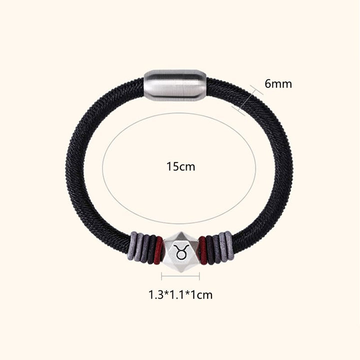 Pulsera de hilo hecha a mano con Buddha Stones de plata de ley 999 con 12 constelaciones del zodíaco
