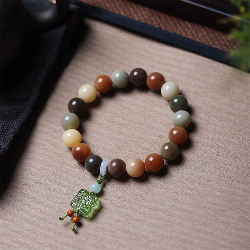 Pulsera de la paz con dije de cristal Liuli, semilla de Bodhi, gradiente multicolor Natural, Buddha Stones