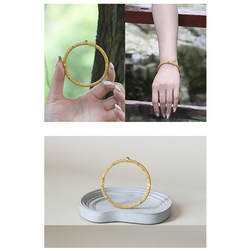 Brazalete de pulsera curativa con Buddha Stones , Jade cian, cobre, nubes propicias, calma