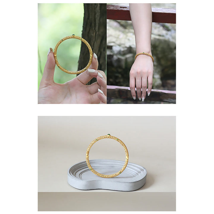 Brazalete de pulsera curativa con Buddha Stones , Jade cian, cobre, nubes propicias, calma