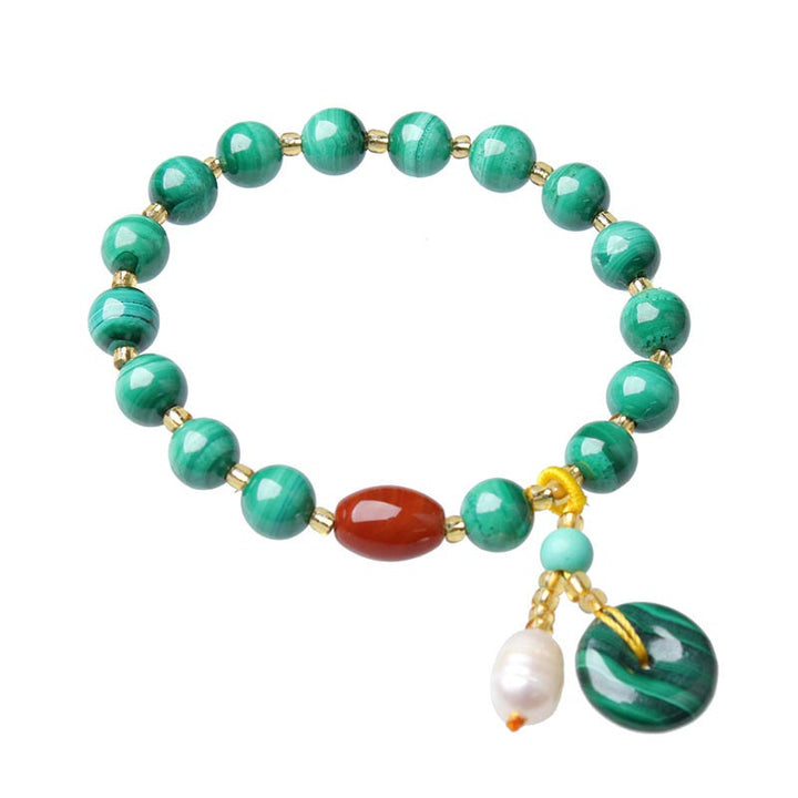 Pulsera con dije de protección de cuentas de ágata roja de malaquita natural