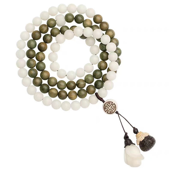 Pulsera calmante de semillas de Bodhi de sándalo verde natural con Buddha Stones