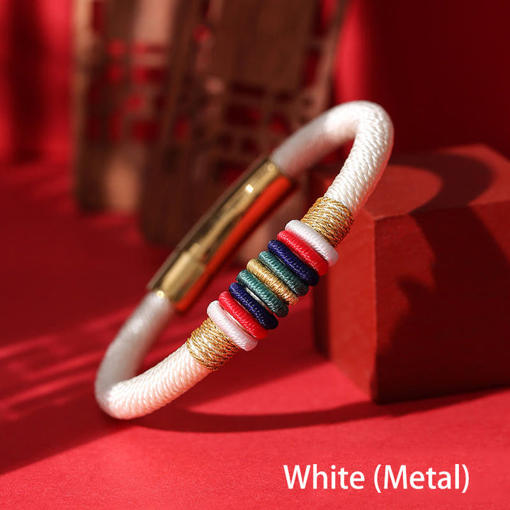 Pulsera de cuerda trenzada de la suerte de cinco elementos con nudo King Kong colorido hecho a mano tibetano con Buddha Stones