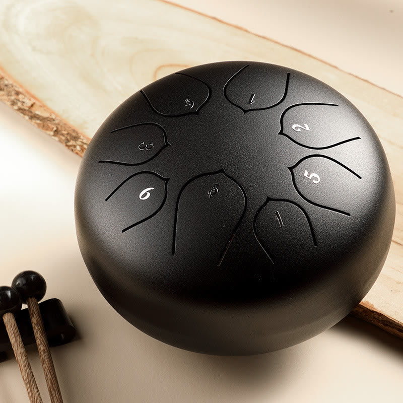 Buddha Stones, tambor de lengua de acero, sonido curativo, meditación, patrón de loto, Kit de batería, 8 notas, instrumento de percusión de 6 pulgadas