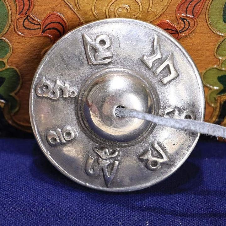 Campana tibetana Tingsha, seis palabras verdaderas, decoración curativa de cobre blanco