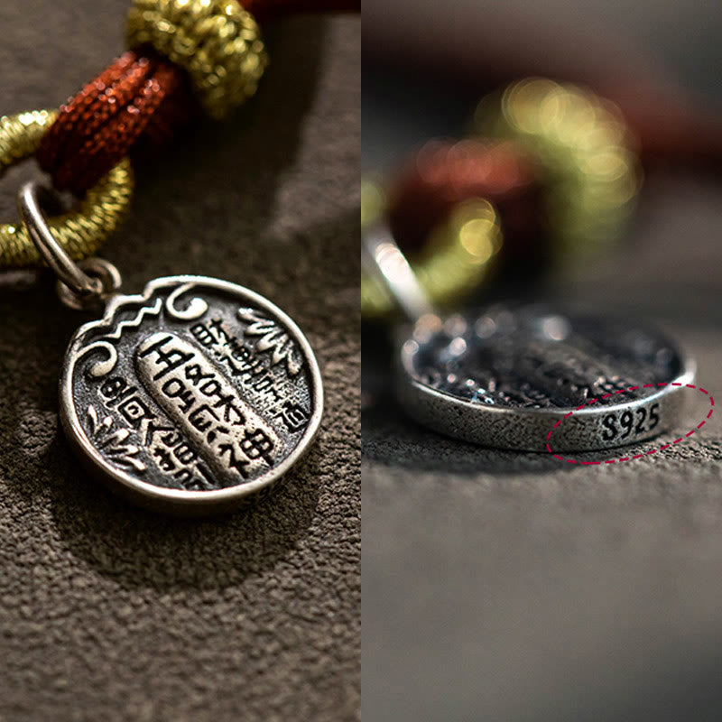 Pulsera trenzada de plata de ley 925 hecha a mano con Buddha Stones , cinco direcciones, dioses de la riqueza, protección de la suerte