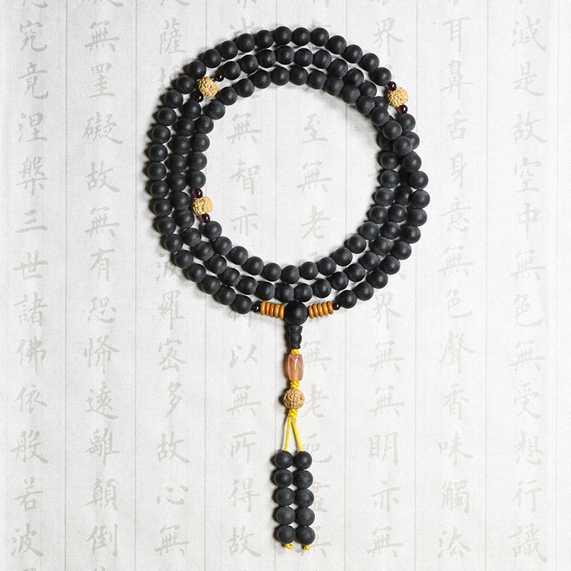 Pulsera curativa de ágata roja con semillas de ciprés tibetano Mala tibetano de Buddha Stones