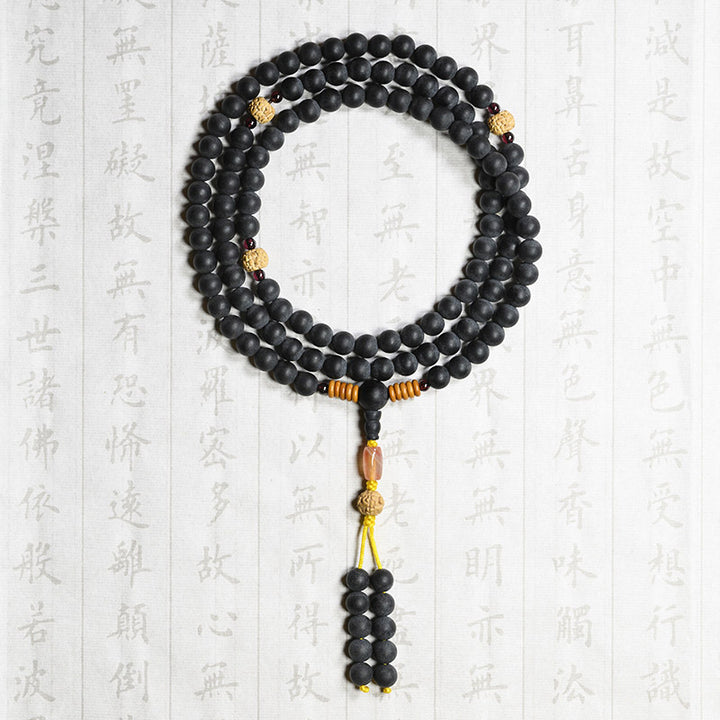 Pulsera curativa de ágata roja con semillas de ciprés tibetano Mala tibetano de Buddha Stones