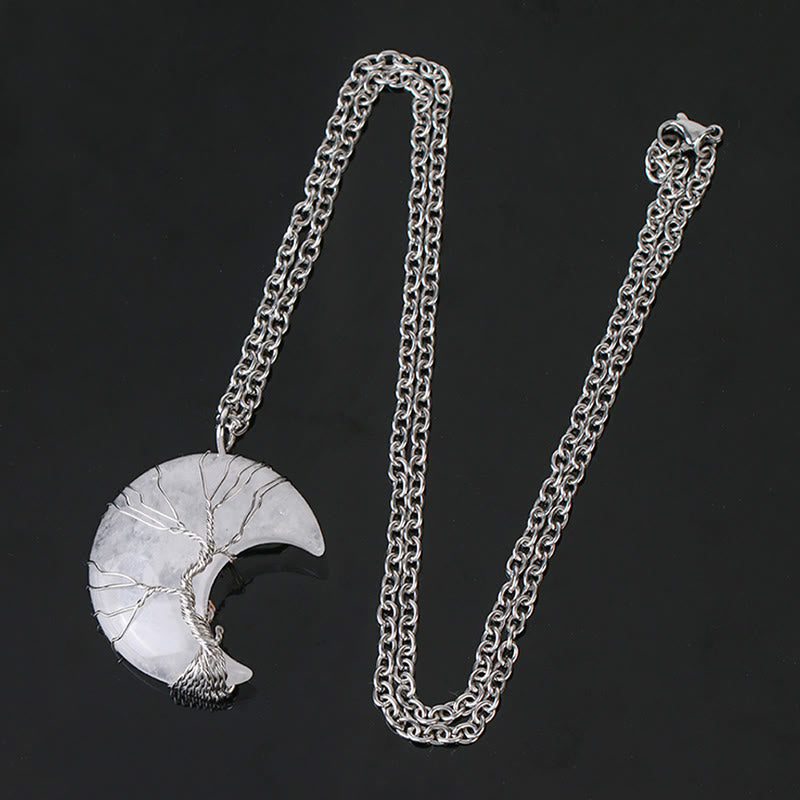 Colgante de collar de energía curativa con Buddha Stones, cristal de cuarzo Natural, Luna, árbol de la vida - image 11