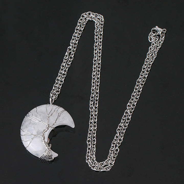 Colgante de collar de energía curativa con Buddha Stones, cristal de cuarzo Natural, Luna, árbol de la vida - image 11