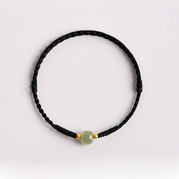Pulsera trenzada de prosperidad con cuentas de la suerte de jade hecha a mano con Buddha Stones