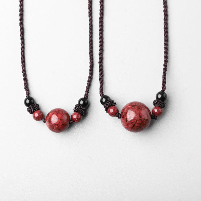 Colgante de collar con cuentas de piedras de cinabrio naturales , Buddha Stones