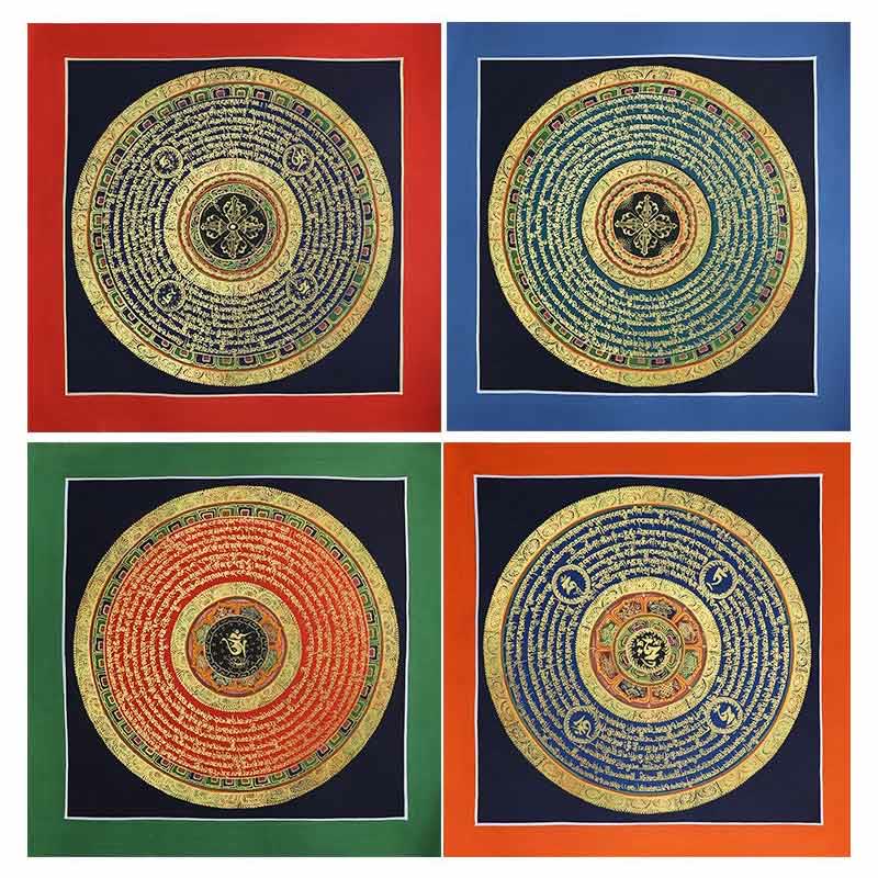 Caja ciega tibetana hecha a mano con pintura Thangka, bendición espiritual, patrón de Color aleatorio