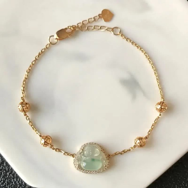 Pulsera de cadena de abundancia de jade de Buda sonriente con Buddha Stones