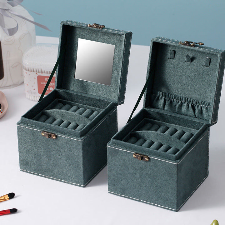 Caja organizadora de joyas con Buddha Stones, caja de almacenamiento de joyas de tres capas, caja de regalo de franela