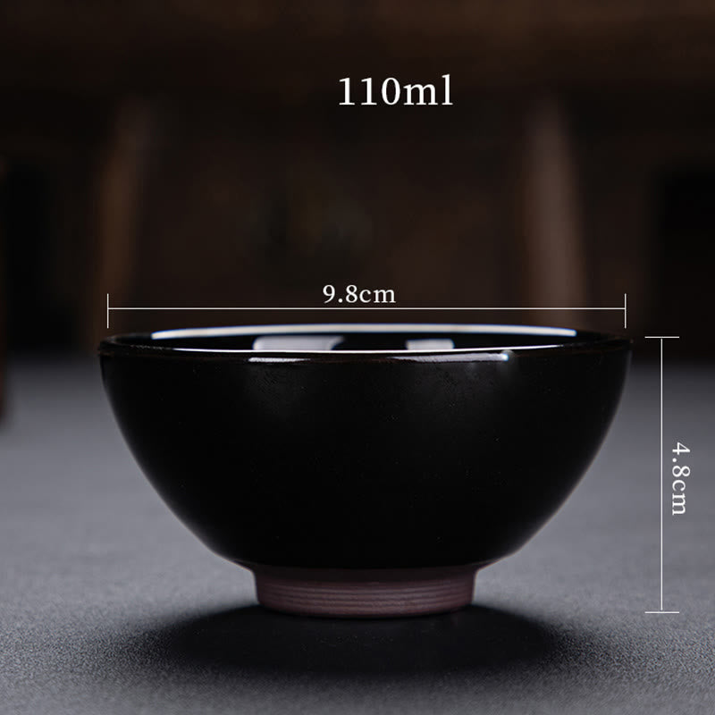 Buddha Stones, hoja de arce dorada, taza de té de cerámica china Jianzhan, tazón de taza de té Tenmoku Kung Fu