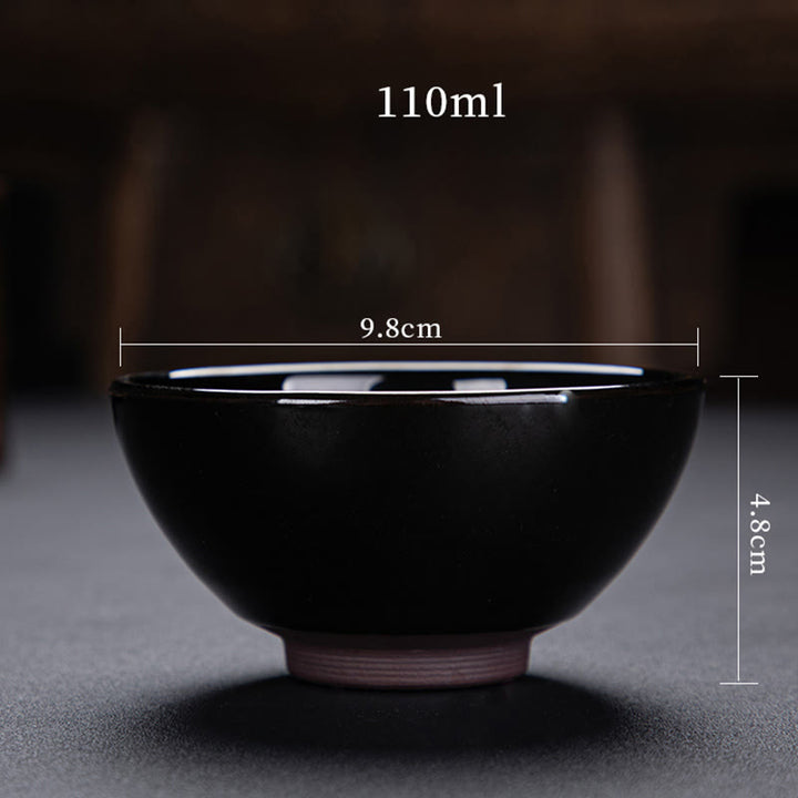 Buddha Stones, hoja de arce dorada, taza de té de cerámica china Jianzhan, tazón de taza de té Tenmoku Kung Fu